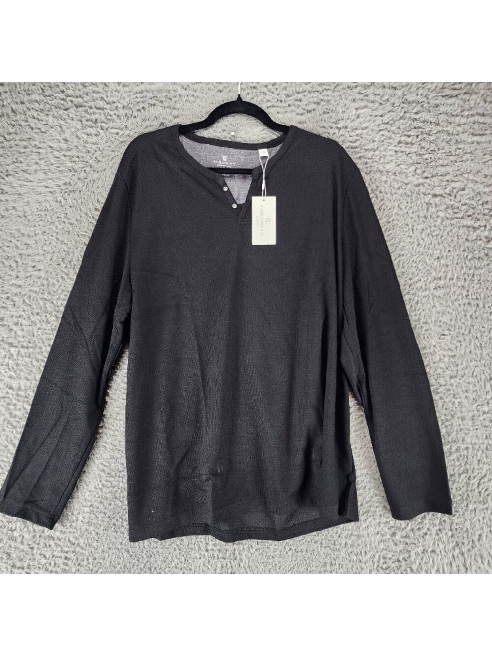 Construct Shirt Mens XXXL Black Long Sleeve Jersey Knit Textured Henley *NWT*